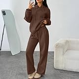 ZGHQHCDRH Womens Sweat Suits 2 Piece Set Hoodie and Sweatpants Tracksuits Women Jogging Suits 2 Piece Set Trendy Fall Outfits Lounge Trendy Fall Fashion Coffee M
