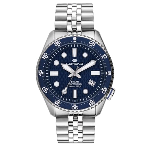 Lorenz Shark V 030255CC Montre Homme Automatique En Acier Inoxydable, bleu, Bracelet