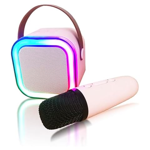 Kids Karaoke Machine Toys, Portable Bluetooth Speaker with Wireless Microphone for Girls, Karaoke Christmas Birthday Party Gifts for Ages 4, 5, 6, 7, 8, 9, 10, 12 +Year Old（1M-Pink） Cover