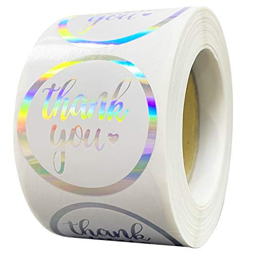Image of JELLYBABY Thank You Stickers For Small Businesses-1.5 Inch Sticker Roll For Return Gifts,Envelope Seals,Reflective Labels For Packaging,And Sealing Tape For Gifts,Gift Tags-500 Pcs,500 Labels