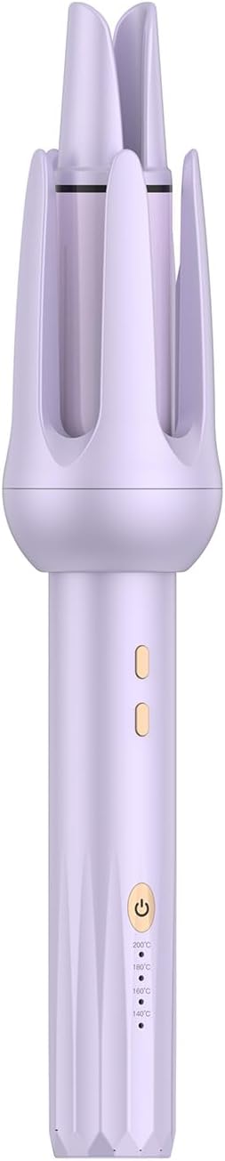 Automatic Rotating Curling Iron for Long Hair - Cordless 1 inch Hair Curler Iron for Beach Waves & Loose Curls,Automatic Shut-Off, Anti-Scald, Anti-Tangle Rotating Curling Wand (Purple)