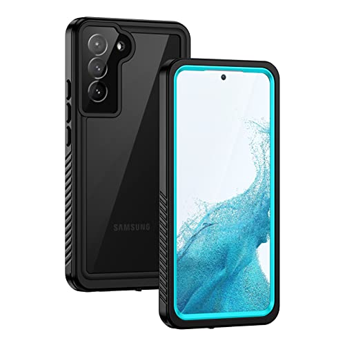 Lanhiem for Samsung Galaxy S22 Case, IP68 Waterproof Dustproof with Built-in Screen Protector, Heavy Duty Full Body Protective Phone Case for Samsung S22 5G, Blue/Clear