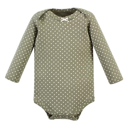 Hudson Baby Unisex Baby Cotton Long-Sleeve Bodysuits, Sage Floral Wreath 3 Pack, Preemie - Thumbnail 5