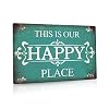Putuo Decor Porch Sign Porch Decor for Home Bar Farmhouse 12×8 Inches Aluminum Metal Wall Sign This is Our Happy Place