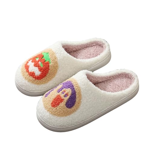 Strawberry Cotton Slippers - Cherry, Love Heart, Cowboy Boot, Fox Cat Designs - Women's Men's Vintage Memory Foam Indoor Household Cloud Slip-On