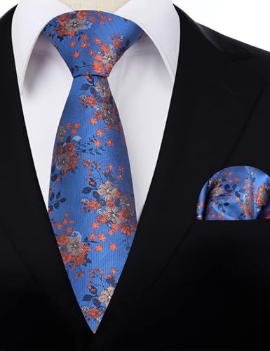 Image of Alizeal Mens 3.15inches Delicate Floral Tie with Small Flower Printed Handkerchief Set