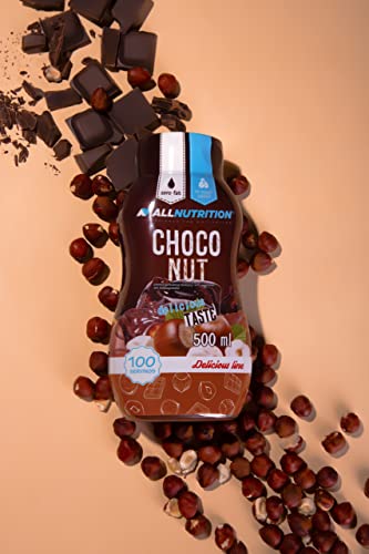 ALLNUTRITION Süße Soße - Sirup Zuckerfrei Süßer Low Calorie Soße für Süßspeisen, Pfannkuchen, Waffeln - Fettfreie Cremige Sauce - Kalorienarme Süßigkeiten - Snack - 500ml - Chocolate Nut
