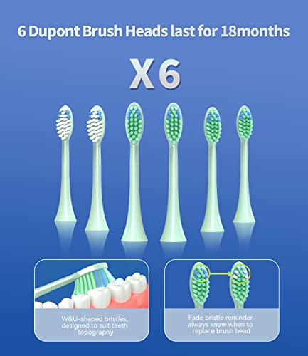 Baoveri Electric Toothbrush With 6 Brush Heads For Adults&Kids, Sonic Electric Toothbrushes, 5 Modes, 2 Minutes Smart Timer, 4 Hours Fast Charge For 60 Days #TOP4