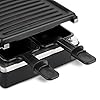 Wëasy Appareil à Raclette & Grill 4 Personnes LUGA40, Multifonctions, 4 Poëlons avec Revêtement Antiadhésif, Compatible Lave-Vaisselle, Noir, 600W