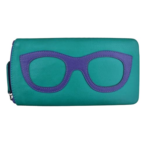 Image of ili New York Smooth Leather Soft Eyeglass Case, Zip Closure with RFID Blocking Lining, Travel-Friendly in Vibrant Colors