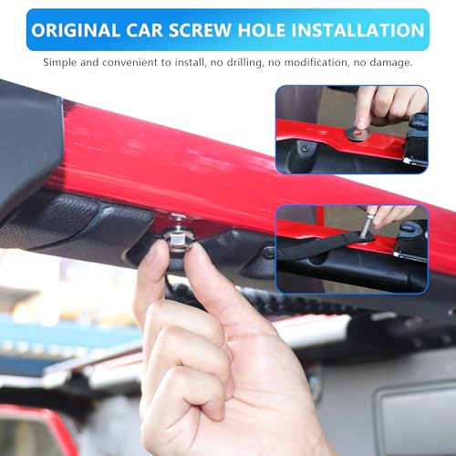 RERPRO Front Rear Door Roll Bar Grab Handles Compatible with 2024 2025 Jeep Wrangler JL 4 Door 4XE Gladiator JT Interior Accessories Paracord Grip Handle, Keep Airbag Function, 4 Pack Blue Classic by RERPRO - Used condition - Image 3