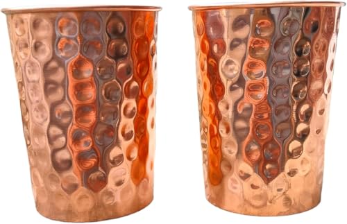 Set de 2 vasos de cobre puro martillado pequeño