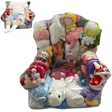 Bean Bag Storage - Stuffed Animal Organizer, Clear Plush Toy Holder with Zipper, Space-Saving Sack, Fabric Storage Solution | Bedroom Sofa Bed Floor Couch Setup, Dorm Adults Kids Playroom