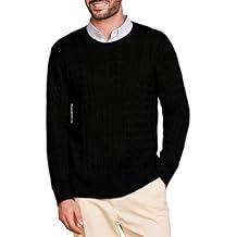 Kallspin Mens Crew Neck Sweater Wool Blend Cable Knit Pullover Top Long Sleeve Knitwear Casual Business Fall Winter Knitwear