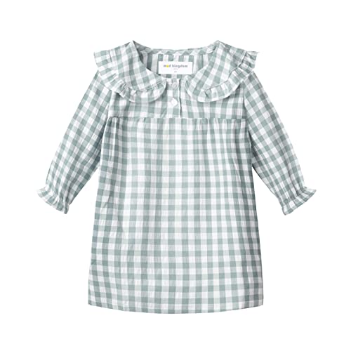 Mud Kingdom Ragazze Reticolo Vestito Anelastico Largo Casuale 4 Anni Verde