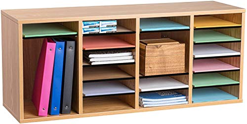 Adir Wooden Literature Organizer Sorter - Stackable Mail Craft Paper Storage Holder With Removable Shelves For Office, Classrooms, And Mailrooms Organization (24 Compartment, Medium Oak) #TOP7