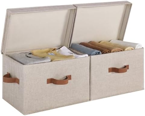 StorageWorks Fabric Storage Bins with Lids, Closet Storage Bins