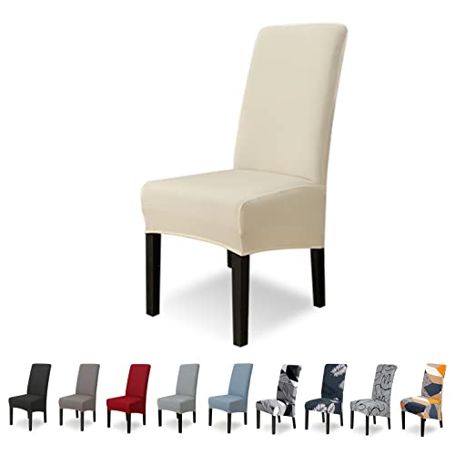 Lydevo Stuhlhussen XL 4er Set Stretch Stuhlhussen Schwingstühle XL für Esszimmerstühle Spandex Universal-Stuhlbezug Large Dining Chair Schonbezüge für Stuhl Esszimmer Hotel Bankett,Beige