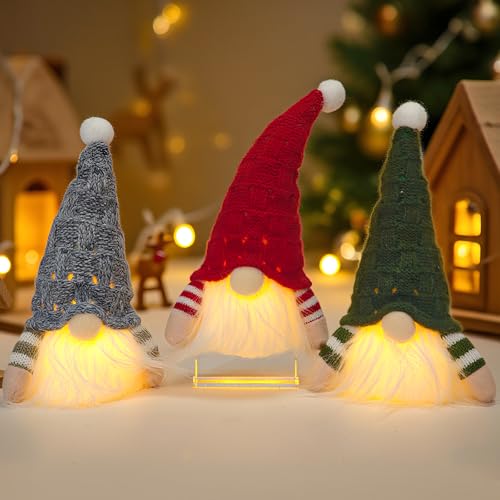3 Stück Weihnachtswichtel Beleuchtet, Leuchtende Weihnachtsdeko...