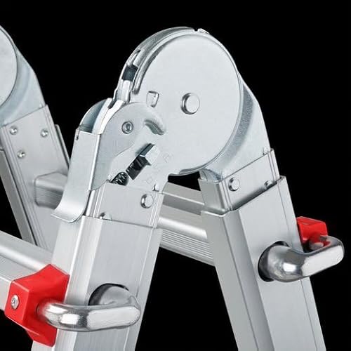 Miniatura 4 de Escaleras Plegables Aluminio, Escalera Telescópica, Escalera Articulada Extensible En 4x4 8 8 Escalones 4 Metros Desplegada Y 2 Metros En Tijera, Válida Hasta 150 Kgs. Con Normativa En131