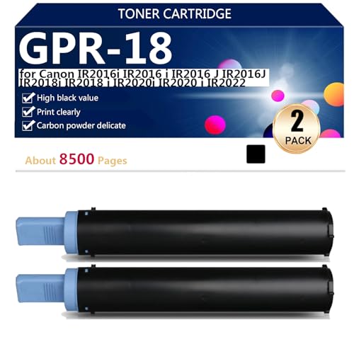 GPR-18 Compatible Toner Cartridges for Canon IR2016i IR2016 i IR2016 J IR2016J IR2018i IR2018 i IR2020i IR2020 i IR2022 Printers, High Yield 8500 Pages, High Definition Printing,Black-2 pack