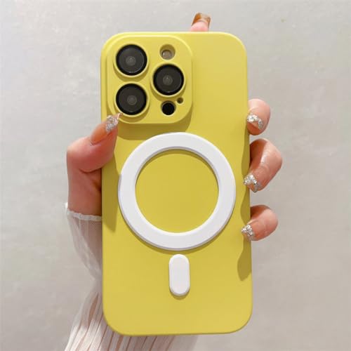 Coque mince iPhone 14 Plus rigide et jaune anti-rayure avec verre caméra intégré