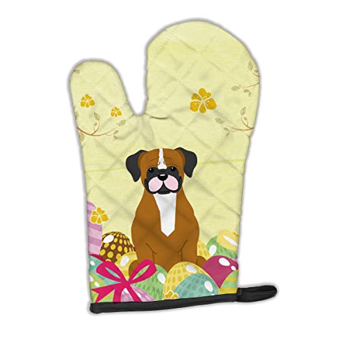 Caroline's Treasures BB6116OVMT Easter Eggs Flashy Fawn Boxer Oven Mitt Heat Resistant Thick Oven Mitt for Hot Pans and Oven, Kitchen Mitt Protect Hands, Cooking Baking Glove