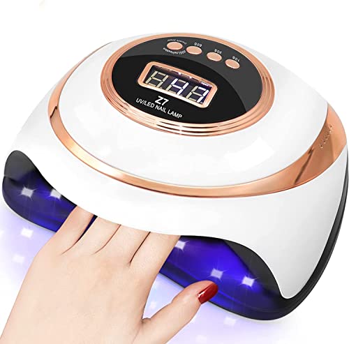 PHIAKLE 180W UV LED Nail Lamp, UV Light for Nails with Automatic Sensor/4 Timer Setting Professional Fast Curing Lamp Nail Dryer for Acrylic Nails Gel Polish(Gold)
