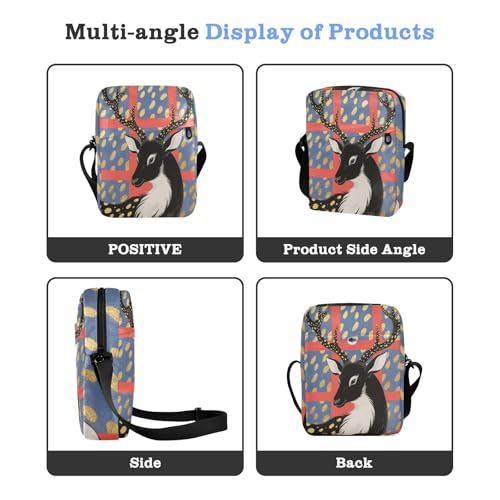 messenger bag cute Small Crossbody Bags small crossbody purse Adjustable Strap for outdoor sports outdoor sports- Deers Japanese Black Golden Red4