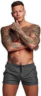 TONLEN Mens Swimwear Sports Shorts Swim Trunks with Zipper Pockets Grey M