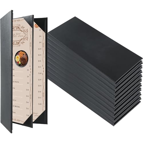 FLKQC Restaurant Menu Covers Holders 4.25" x 11", 10 Pack Commercial Menu by FLKQC - Used condition - US$60.79