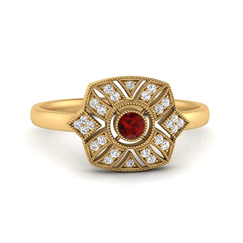 Regalo de anillo antiguo de oro de 18k con piedra a elegir para aniversario de bodas