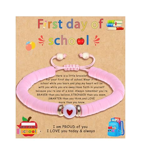 Image of First Day of Preschool Bracelet Back to School Gifts for Kindergarten / Preschool / School Gift Mama and Mini Adjustable Mother Daughter Bracelets as Supplies for Girls to Relieve Study Anxiety