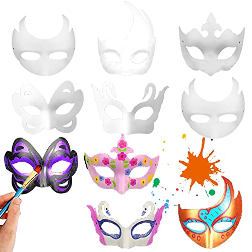 Mikqky 10 Stück Bemalen Masken, Weiße DIY Maske, Papier Maske Zum Bemalen, Kann Selbst Muster Zeichnen, Angenehm Zu Tragen, Für Maskerade, Partytanz Ect Cover