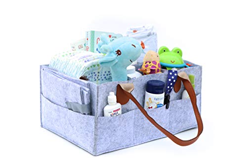 Organizador de fraldas para bebês – Bolsa de armazenamento portátil grande para bebês – Cesta de arm