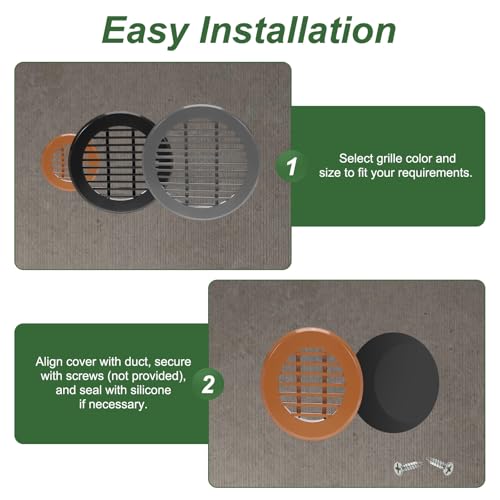 PATIKIL 10 Inch Round Ceiling Diffuser, Aluminum Register Circular Outlet Roofing Soffit Vent for Ceiling Wall HVAC Bathroom Kitchen Garage Duct Ventilation and Exhaust, Black by PATIKIL - Used condition - Image 6