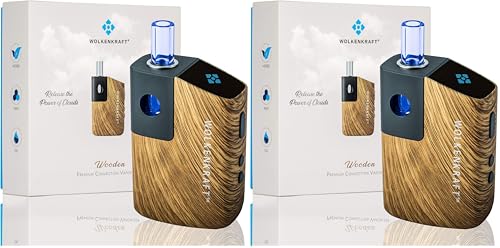 Vaporizador WOLKENKRAFT FX MINI evaporador premium para hierbas y extractos + 100% CONVECCIÓN + cámara de titanio + 25 seg. heat-up + boquilla extensible…*DISEÑO DE MADERA* (Paquete de 2)