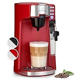 Klarstein 2-in-1 Kaffeevollautomat, Tee- & Kaffeemaschine Vollautomat mit Milchsystem, Kleiner Kaffeevollautomat 1180W mit Milchaufschäumer, für Ganze Bohnen, 6 Modi, Espressomaschine Rot