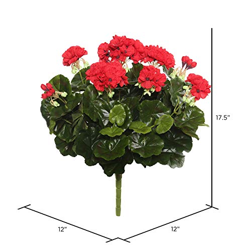 Vickerman Artificial Red Geranium Bush #TOP9