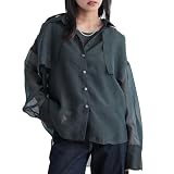 [n'OrLABEL] ノアールレーベル オシャレウォーカー 【シャンブレーシアーシャツ】 シャツ レディース 長袖 トップス ブラウス きれいめ 上品 羽織 透け感 レイヤード 重ね着 着痩せ ゆったり シンプル 夏 秋 体型カバー 13to03c