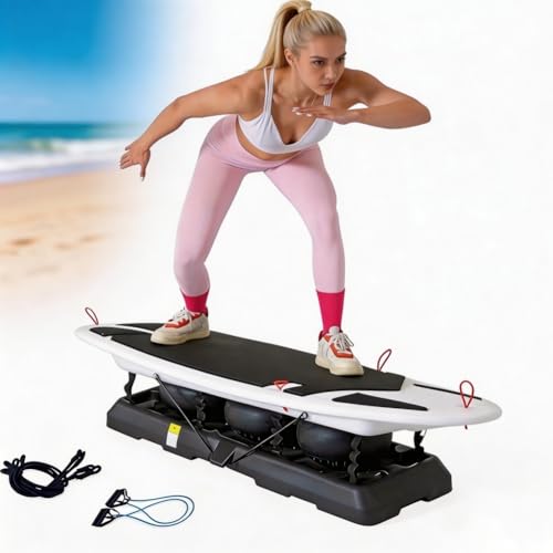 Entrenador tabla de equilibrio de surf, simulador de surf interior para gimnasio doméstico y comercial, equipo de yoga y pilates, mejora la agilidad, el tono muscular y la coordinación general
