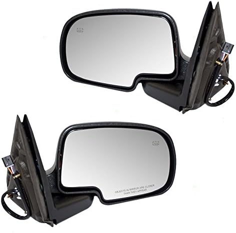 Brock Replacement Driver and Passenger Set Power Side Door Mirrors Heated Chrome Cap Compatible with 1999-2002 Silverado Sierra Pickup Truck