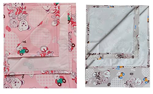 Image of EcoSoft Plastic Sheet,PVC Sheet for Kids,Rubber Sheet for Babies,Bed Wetting Protector(90 x 135 cm) (Bear Pink & Brown)