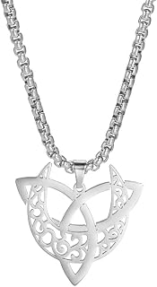 Triple Moon Goddess Triquetra Pendant Necklace Stainless Steel Celtic Knot Moon Pendant Pagan Wiccan Pendant Necklace