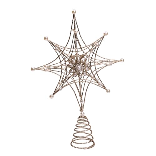 Kurt Adler 14-inch Metal Gold & Pearl Snowflake Treetop by Kurt S. Adler - Used condition - US$12.27