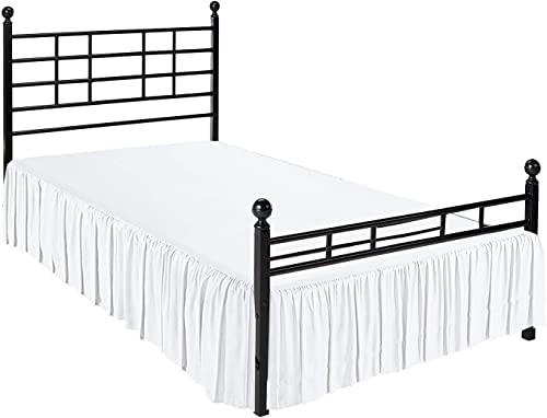 Ruffled Bed Skirt With Split Corners - White, King Bedskirt, Gathered Style Easy Fit Up To 18 Inch Drop, With Platform Three Sided Coverage Dust Ruffle Bed Skirts (White King) #TOP1