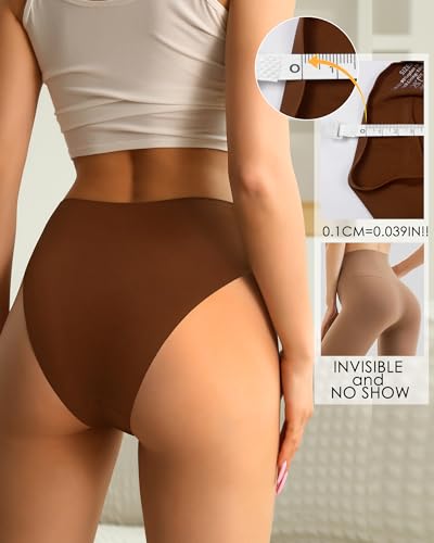 ASIMOON High Waist Bikini Underwear Womens Seamless Lace No Show Panties Soft Stretch High Cut Panties 10 Pack3