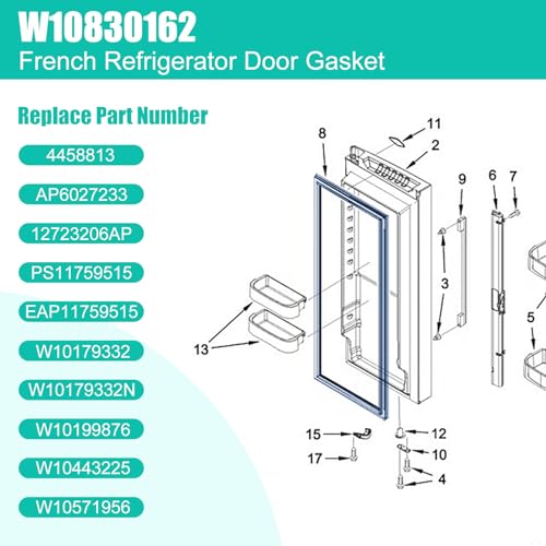 Upgraded W10830162 Refrigerator Door Gasket Replacement Compatible with Whirlpool Kenmore KitchenAid Refrigerator, 39.7"x 16.93" Freezer Door Gasket Refrigerator Door Seal Part 12723206AP, W10179332 on Fridge.com