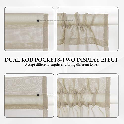Miulee 2 Panels Sidelight French Door Curtains Sheer Panels For Narow Window 25 X 72 Inches With Tieback - 2 Panels, Beige #TOP4