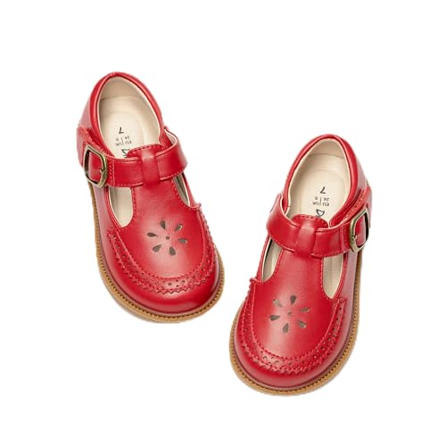 DREAM PAIRS Girl Mary Jane Dress Shoes - Ballet Flats for Girl School Uniform Shoes for Toddler Little Girls 6 Toddler Red
